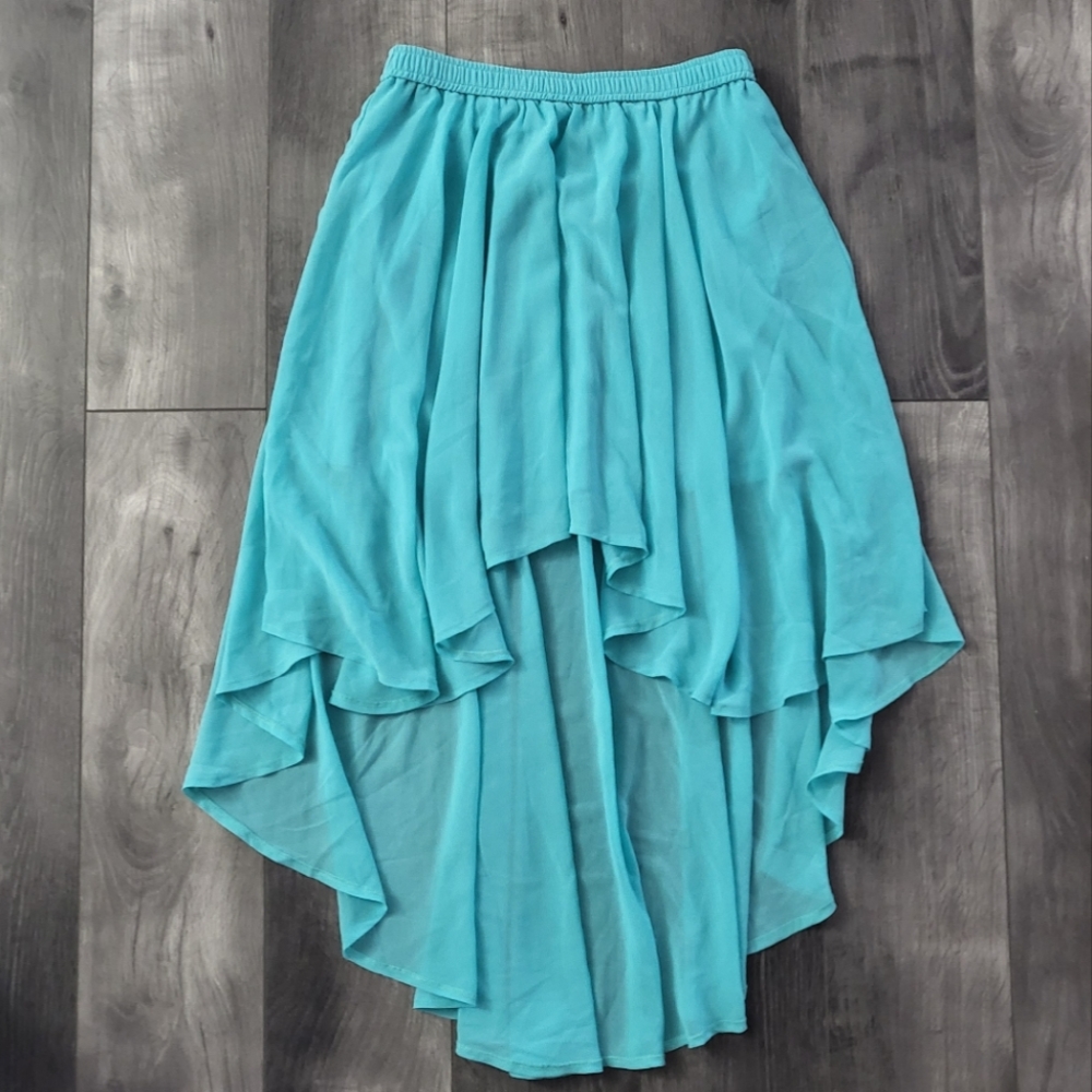 Forever 21 Teal Hi-Low Skirt, sixe M